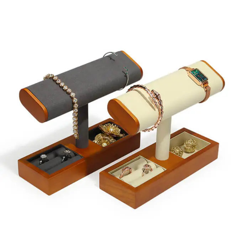Solid Wood Watch Display Stand – Premium Grey Jewelry Holder
