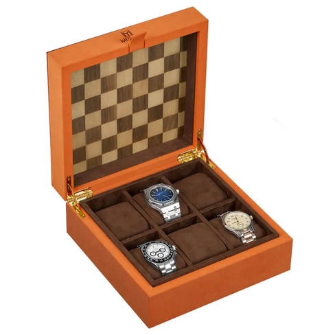 علبة تخزين ساعات فاخرة من موزسلي - لون برتقالي متوهج من إشبيلية (سلسلة الفنانين)