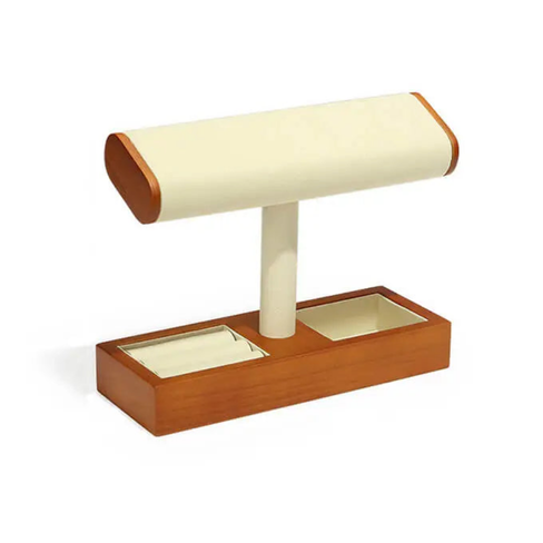 حامل عرض ساعات من الخشب الصلب – حامل مجوهرات أبيض أنيق