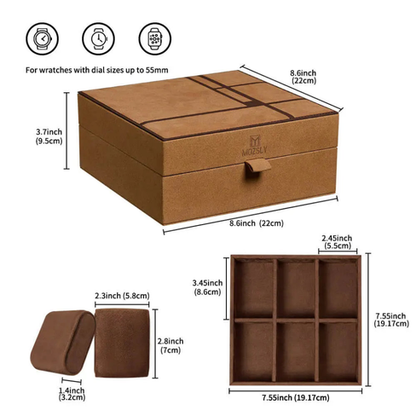 MOZSLY Luxury 6 Watch Storage Box – Bruges Terra Brown (Artist’s Series)