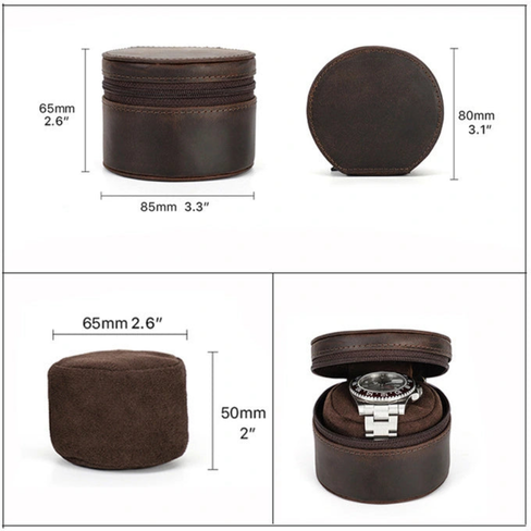 Single Genuine Leather Watch Travel Roll (1 Slot)