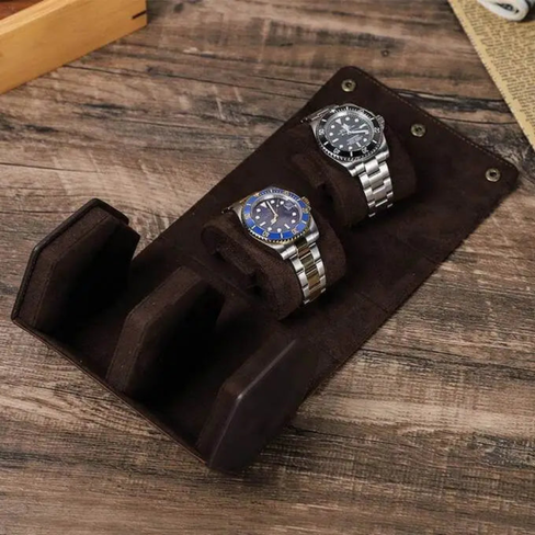 منظم ساعات سفر جلدي رجالي يتسع لساعتين