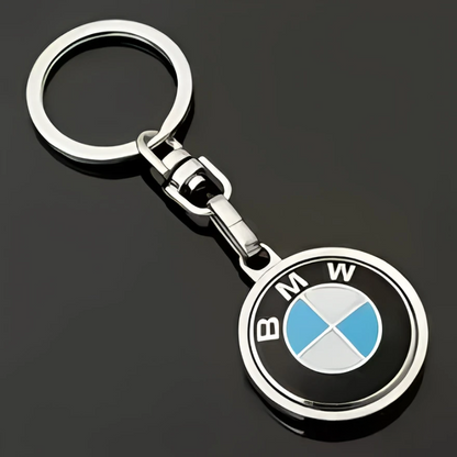 سلسلة مفاتيح BMW بشعار BMW أسود – حلقة مفاتيح معدنية دائرية فاخرة