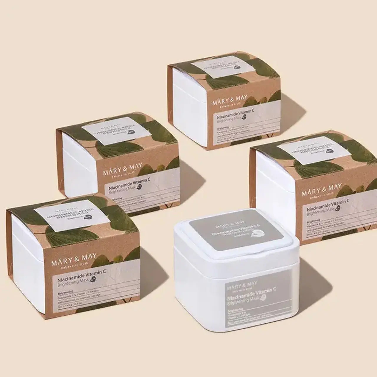 قناع تفتيح البشرة بفيتامين سي والنياسيناميد (30 قناعًا) - ماري آند ماي
